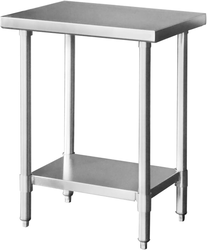KIPROSTAR Stainless Steel Work Table, Commercial Use, Prep Table, Kitchen, 23.6 x 17.7 x 31.5 inches (600 x 450 x 800 mm), Plate Thickness: 0.047 inch (1.2 mm) Model, Stainless Steel Table, Work Table