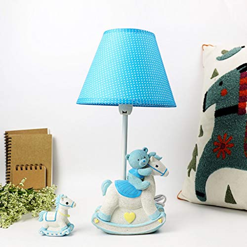 SMC Kinderzimmerkarikatur trojan lampe schlafzimmer nachttischlampe kreative warme süße mädchen junge dekorative tischlampe (Color : Blue) Cover