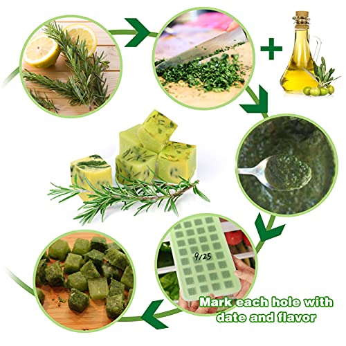 Image of AIERSA 2Pcs Silicone Molds for Herb-Infused Oil Cubes, 32 Cavity Candy Gummy Molds with Lids & 2 Droppers for DIY 5 /8x5 /8x5 /8in Square Gummies, Homemade Herbal Blocks, Jello, Pralines Caramels