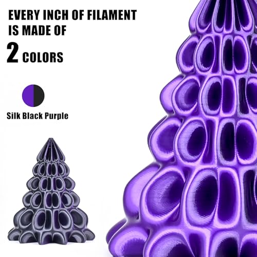 Image of OVV3D Silk PLA Filament 1.75mm, Dual Color PLA Filament 3D Printer Filament, Black Purple 3D Printing Filament + /-0.02mm, 1kg Spool /2.2lb