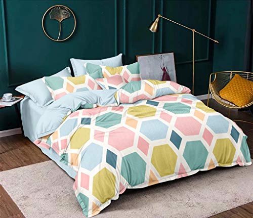 ZurZac Glace Cotton Queen Size Double Bedsheet with 2 Large Size Pillow Cover for Bedroom (Bedsheet_26)