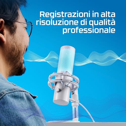 Quadcast 2 Frost Microfono USB per Gaming, Streaming, Podcast, Quattro Pattern Polari, Controlli, LED, Anti-vibrazione, per PC, PS4, PS5 e Mac - Microfono streaming - Immagine 6