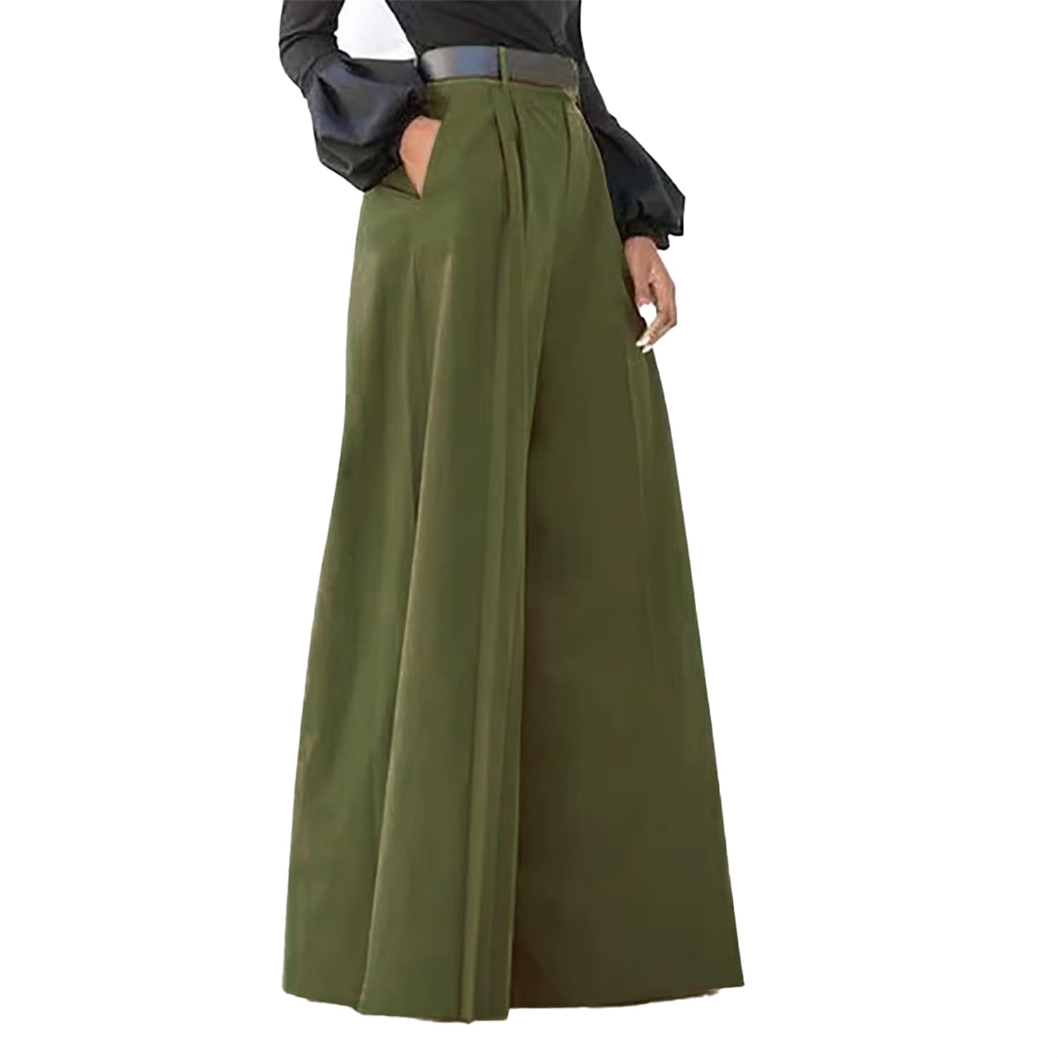 High Waisted Palazzo Wide Leg Pants Women Dressy Tall Plus Size Formal Black High Waisted Wide Leg Dress