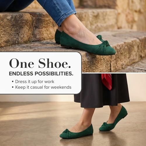 Image of Epic Step Ballet Flats for Women, Comfortable Slip on Faux Suede Round Toe, Ballerina Dressy Flat Shoes
