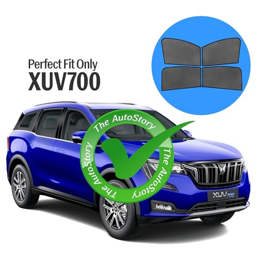 Image of AutoStory Custom Fit Black Mesh Car Sunshade for Mahindra XUV700 | UV & Heat Protection Car Window Curtains | Privacy Car Sun Shade | Breathable Vehicle Specific Side Window Shades