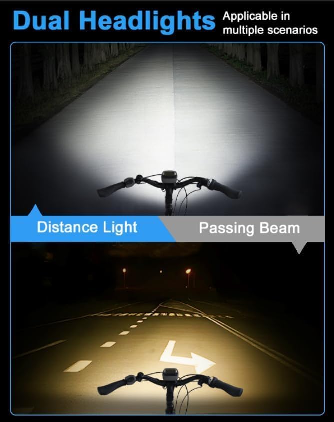 Miniatura 2 de Luces delanteras de bicicleta de 1200 lúmenes para conducción nocturna, modelos 5+5+3 y pantalla de potencia LED, faros de bicicleta giratorios de