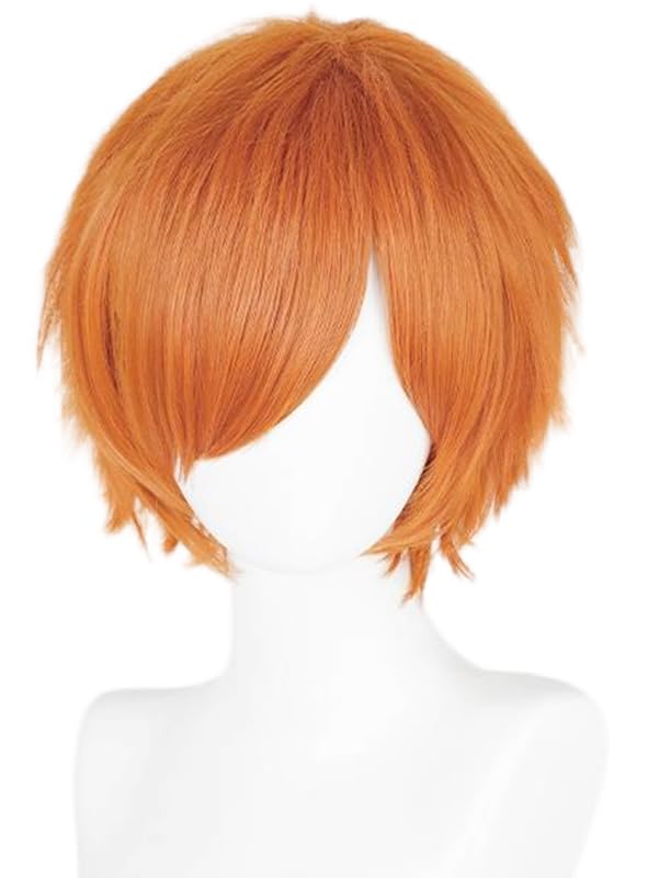LABEAUTÉ Short Turquoise Anime Cosplay Wig Male Men Anime Layered Unisex Heat Resistant Hair Wig with Bangs for Party and Halloween for Gift + Free Cap