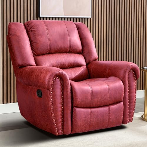 CANMOV Leather Recliner Chair, Soft Faux Leather Reclining Chairs with