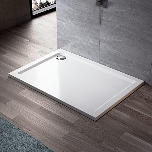 ELEGANT Rectangular 1200 x 900 x 40 mm Stone Tray for Shower Enclosure Cubicle + Waste Trap