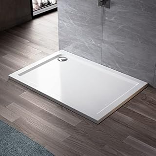 ELEGANT Rectangular 1200 x 900 x 40 mm Stone Tray for Shower Enclosure Cubicle + Waste Trap