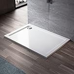 ELEGANT 1200 x 900 x 40 mm Stone Tray for Shower Door and Shower Enclosure Cubicle + Waste Trap - Rectangular