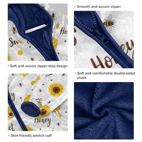 CHIFIGNO Honeycombs Sunflowers Boys Winter Jacket, Boys Fleece Zip up Jacket Warm for Fall Winter Spring 3T3