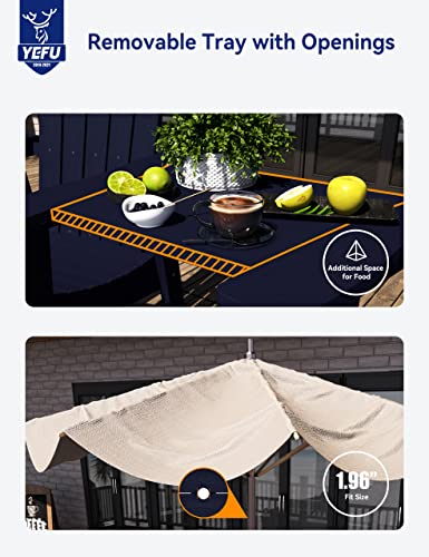 Yefu Tall Adirondack Chair Set Of 2, Balcony Chair With Connecting Table, Poly Lumber Adirondack Chair, Patio Bar Stools, 380Lbs, Weather Resistant For Outdoor Deck Lawn Pool-Dark Navy #TOP3