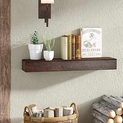 JOLLYMER Floating Wood Mantel Shelf,Rustic Fireplace Mantel Decor,Farmhouse Shelf (48' W x 6' D x 6'...