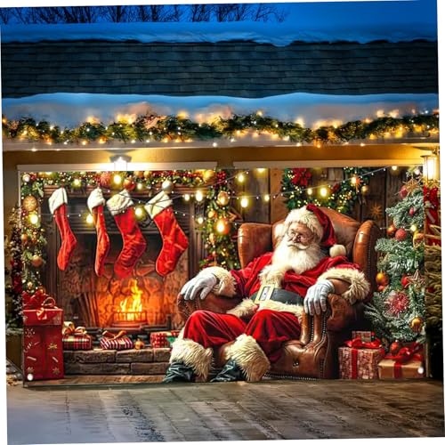 Couverture de porte de garage du Père Noël en textile premium 8x7 pieds - 6