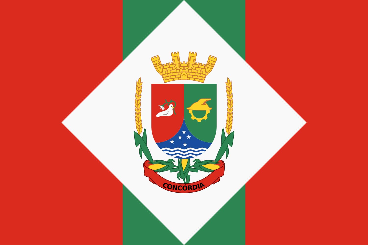 Drapeau Concordia Santa Catarina Brasil pour célébrer vos racines chez vous