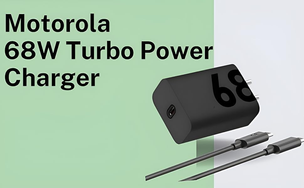 Image of Motorola 68W Gan Turbo Power Fast C-Type Charger for Motorola Edge 60 Pro /Fusion /Edge 50 Fusion /Edge 50 Ultra /50 Pro /Razr 50 Ultra /Moto G45 /G54 /Moto E40 /Moto G35 & Support Other USB C Device, Black