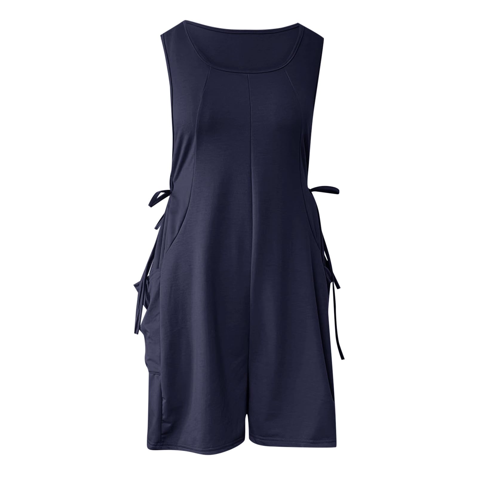 Combinaison décontractée sans manches pour femme avec bretelles réglables, poches pratiques, coupe ample pour les chaudes journées d'été, short confortable sans ajustement serré