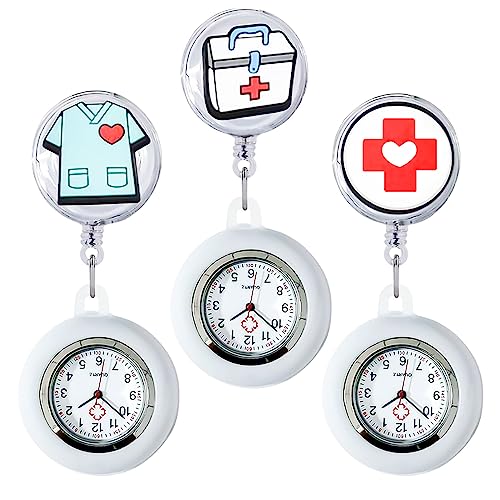 Reloj de Enfermera Con Clip - 3 Unidades, Funda de Silicona Elástica, Luminoso, Para...