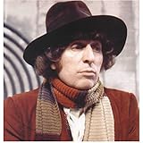 Tom Baker 8 Inch x 10 Inch Photo Doctor Who The Golden Voyage of Sinbad Nicholas and Alexandra Brown Fedora Rust Colored Jacket Striped Scarf kn