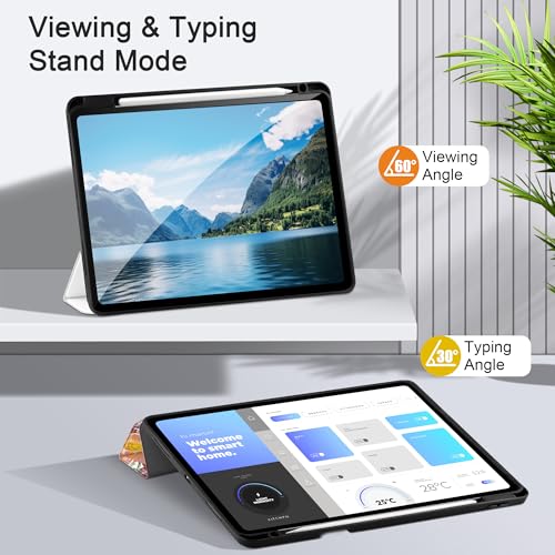 DONGKE Case for iPad Air 13 Inch Case M4 2026, M3 2025, M2 2024 - [Built-in Pencil Holder] Slim Trifold Stand Shockproof Protective Cover with Soft TPU Back Support Auto Sleep/Wake - Floral by DONGKE - Used condition - Image 6
