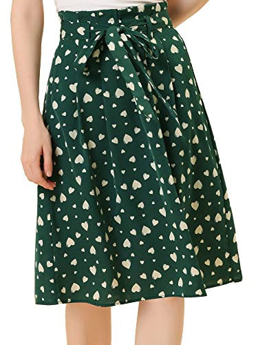 Allegra K Falda Midi Vintage de Cintura Alta elástica con cinturó...