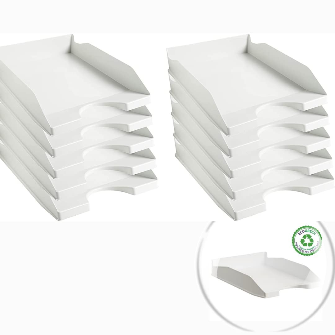 Ecogreen Office Paper Bandejas de Oficina Apilables 6 Piezas Organizador Escritorio Blanco Pastel