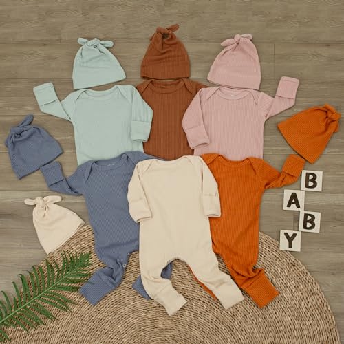 Little Bean Baby Bodysuit Hat - Newborn Fall One-Piece Romper Coming Home Outfit Infant Boy Girls Jumpsuit 0-3 Month2