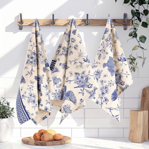 Image of FINGERCRAFT Kitchen Cloth 100% Soft High GSM Cotton Fabric Kitchen Towel, 20 x 30 Inches Perfect Size for Kitchen Uses, Set of 6, Multipurpose Use as Dish Towel, Bar Towel (Toile)