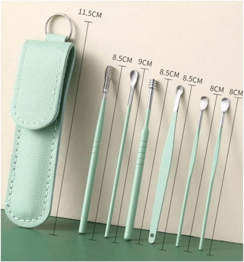 Ear Wax Removal Kit 6pcs Earwax Cleaner Tool Set with Storage Bag Ear Wax Removal Kit Stainless Steel Ear Cleaning Kit Ear Cleaner Tool Ear Pick (A)