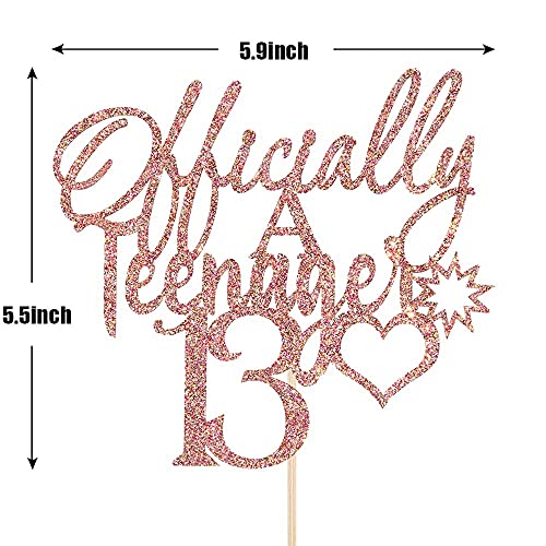 Image of FestikoRose Gold Glitter 13 Cake Topper - 13th Birthday Cake Decorations - 13th Birthday Party Decorations for Teens - Happy 13th Birthday Cake Topper