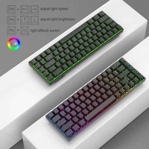 Image of MageGee Portable 60% Mechanical Gaming Keyboard, RGB Backlit Compact 68 Keys Mini Wired Office Keyboard with Red Switches for Laptop PC Mac - Black Contour Lines
