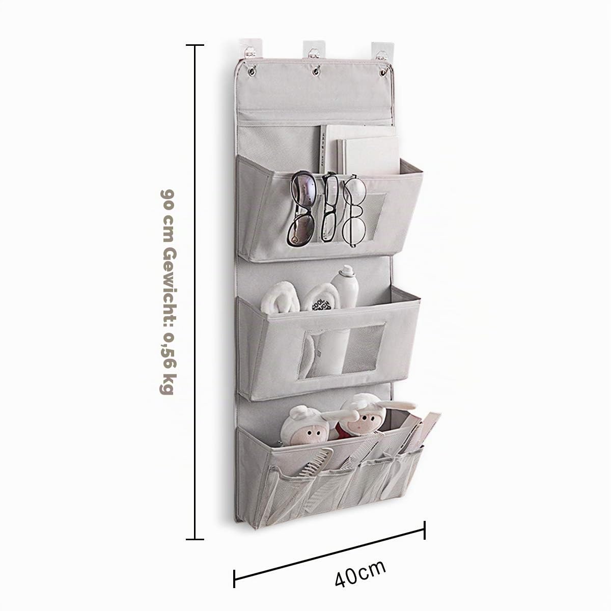 Wall Hanging Storage Bag Hängeorganizer Tür Schrank Organizer Aufbewahrungstasche Wandbehang Organizer für Zimmer Küche Bad Grau