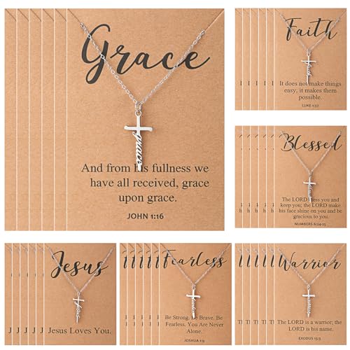 Tondiamo Faith Cross Necklaces Bulk Christian Gifts for Women Easter Religious Gift Bible Verse Card
