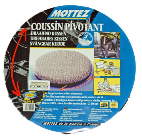 Coussin pivotant Mottez 40 cm Gris contre les blocages du dos en voiture