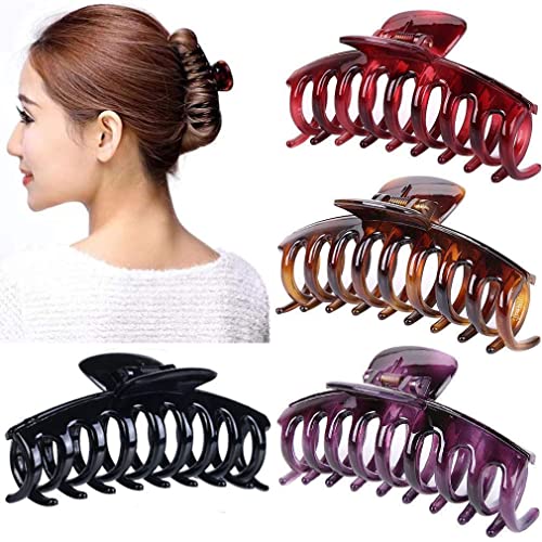 Big Hair Claw Clips for Women Large Claw Clip for Thin Thick Hair 90's Strong Hold 4.33 Inch Nonslip Hair Clips (Baowen)