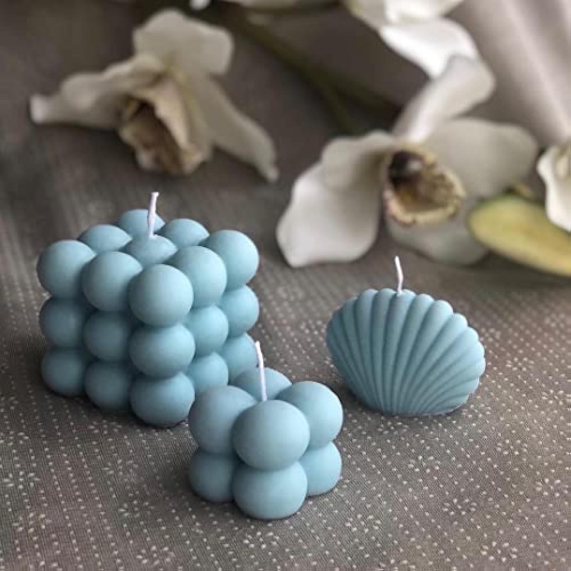 VGroot Big and Small Bubble Shell Scented Candle, 3 Pieces