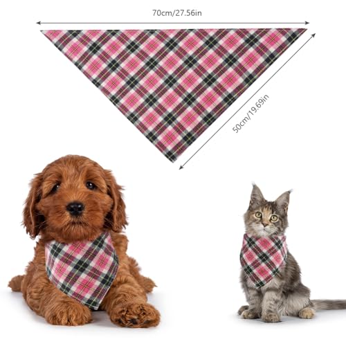 Aomig Bandana Hund Kopftücher Hunde Dreiecks Mode Halstuch Hundehalstuch klassisches Plaid Dreieckstuch Waschbare Hundehalstücher Geburtstag Hund für Kleine Mittel Große Hunde Katzen 50x50x70cm (Rot)