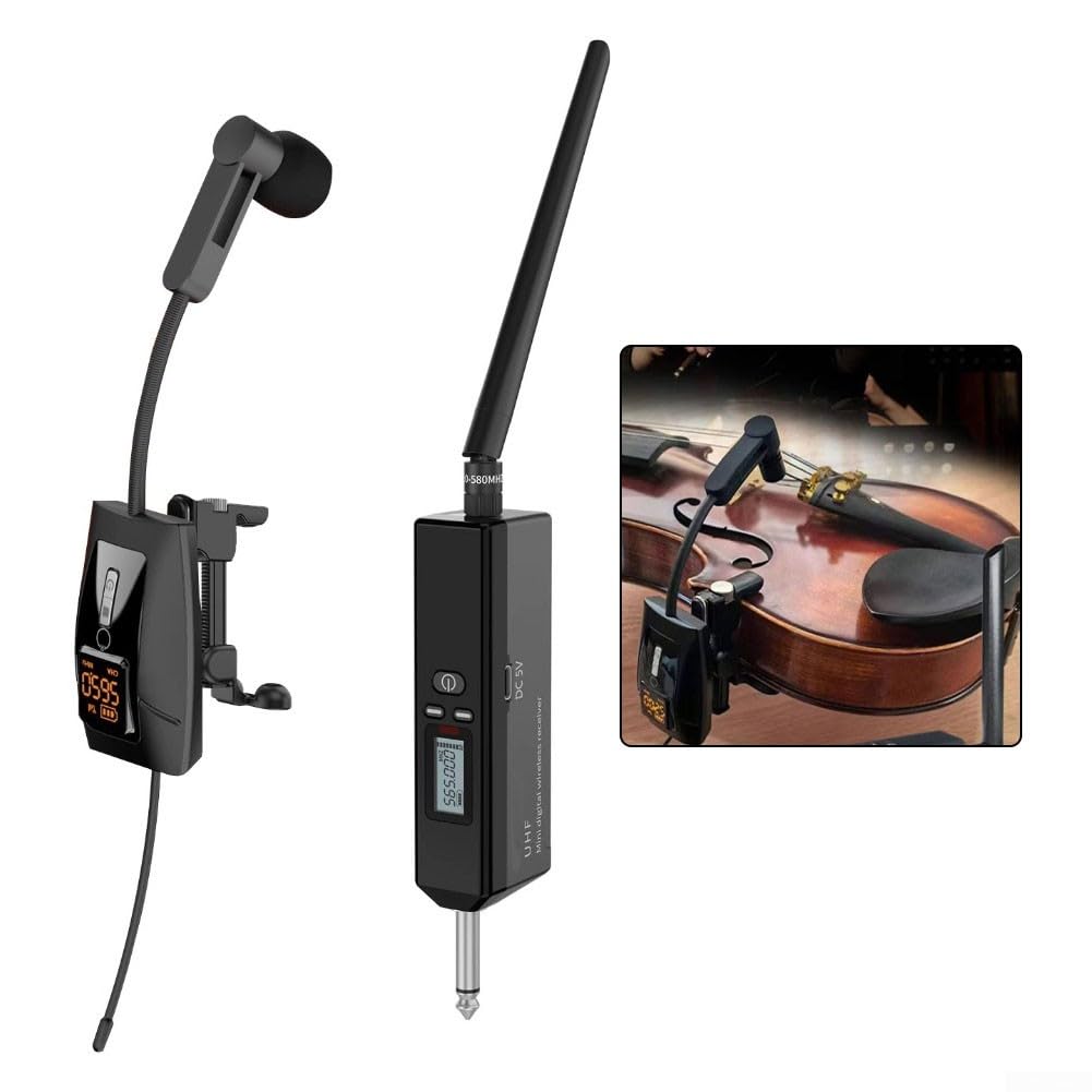 Sistema di Microfono Wireless UHF per Violino, Trasmissione Stabile 610-690MHz, Guadagno Regolabile, Installazione a Clip, Per Musica Dal Vivo