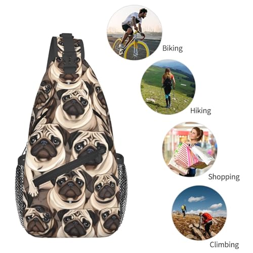Bolso bandolera con diseño divertido de pug para viaje miniatura 6