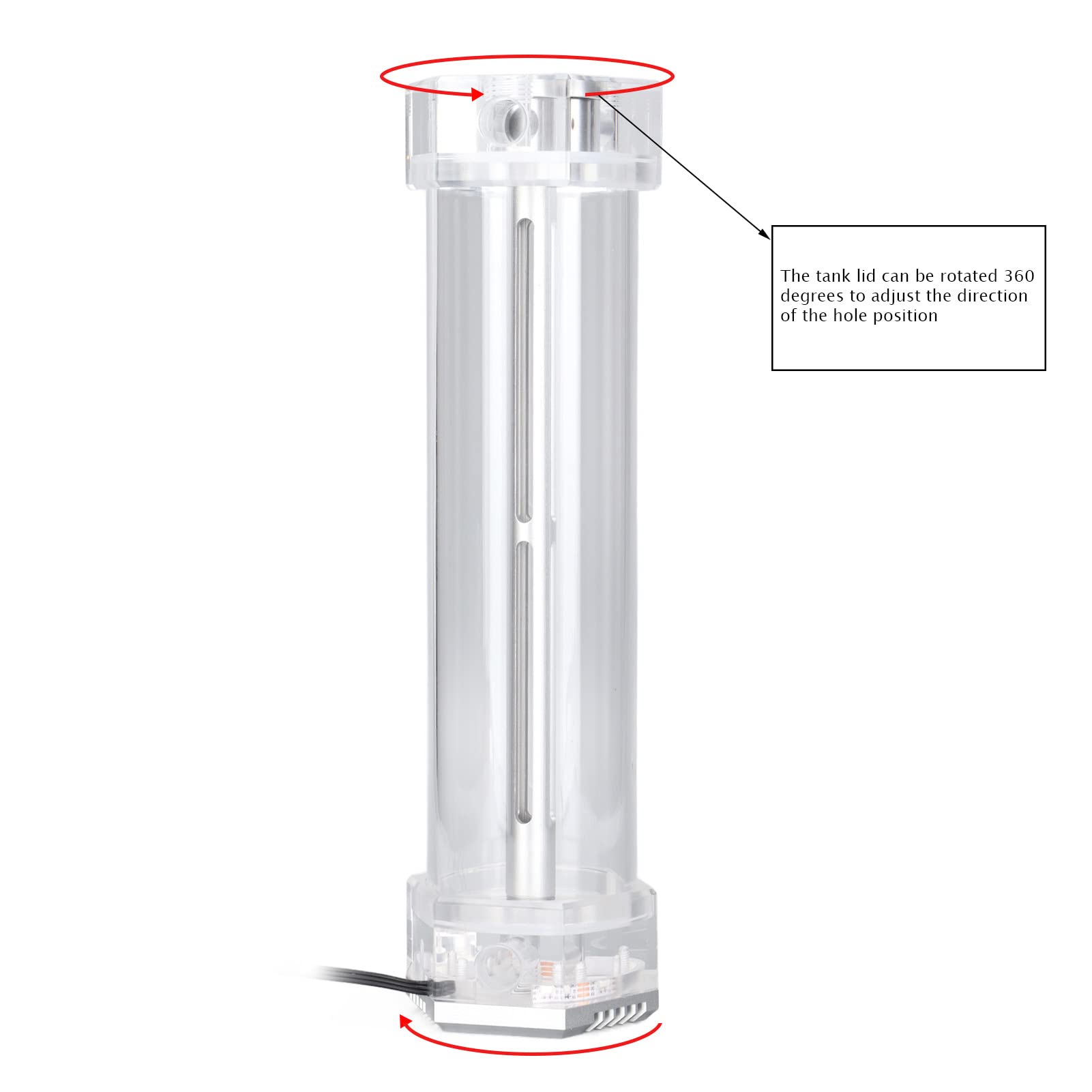 Tanque de refrigeración por agua de 392 ml con diseño totalmente abierto, kit de refrigeración líquida para CPU con rosca G1/4, depósito de 60 mm de diámetro para sistemas de