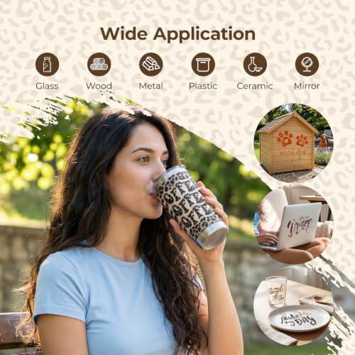 Image of HTVRONT Leopard Permanent Vinyl 10 Sheets 12 inchx10 inch Cowhide Adhesive Vinyl | Brown cow, cheetah print animal vinyl for craft projects, includes 2 transfer papers, compatible with Cricut & Silhouette