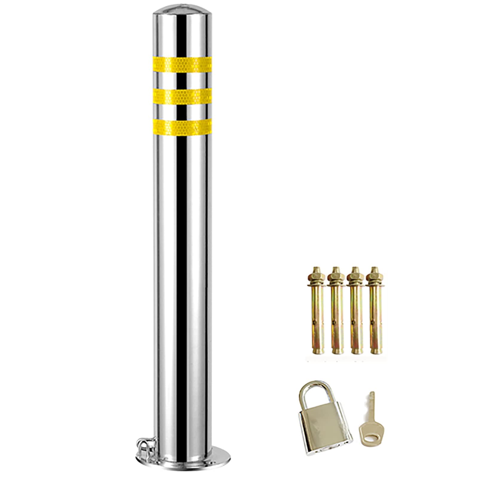 GTHTUHFD Bollard Post, Safe Bollard,Bollards Removable Stainless Steel Safe Ber With Reflective Strips Strong Parking Ber,Parking Post, Traffic Cone,Color-89 * 750mm