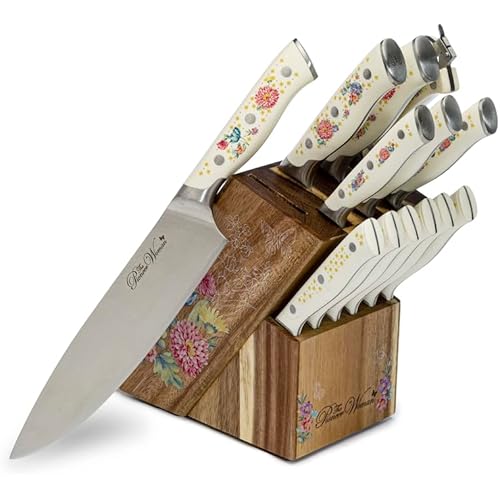 Pioneer Woman 14-Piece Stainless Steel Knife Block Set, Floral (Floral)