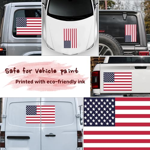 Image of American Flag Vinyl Sticker - Waterproof & UV-Coated 16″x10″ Decal for Car, Wall, Window & Luggage - USA Patriotic Flag Decal