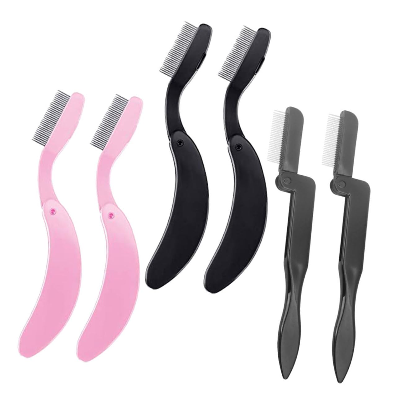 FOMIYES Stainless Steel Eyebrow Comb Set Eyelash Extension Grooming Brow Brush