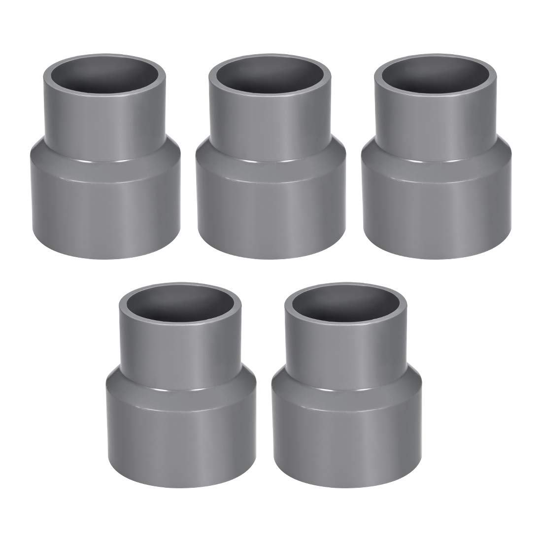 sourcing map Réducteur de Tuyau PVC DWV Hub 40 Gris 50mm x 63mm Douille 5pcs