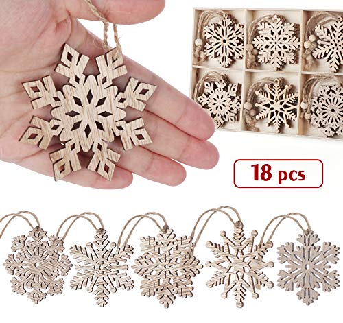 18pcs-Natale-fiocchi-di-neve-ornamenti-albero-di-legno-appeso-decorazioni-rustiche-legno-artigianato