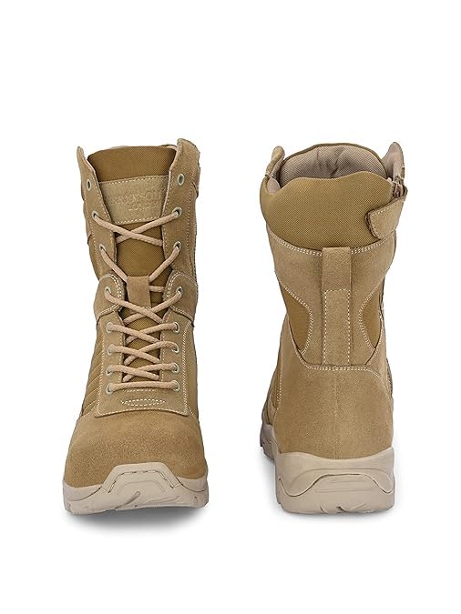 Image of Harrytech London SWAT Tactical Airforce /Military /Army Boots for Men with Side Zip Suede Leather 9 inch (Inches) long boots with Trekking /HIking /Bike Rider