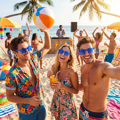 Image of Kanayu 200 Pair Star Shaped Rimless Sunglasses Transparent Star Candy Color Pentagram Glasses for Adult